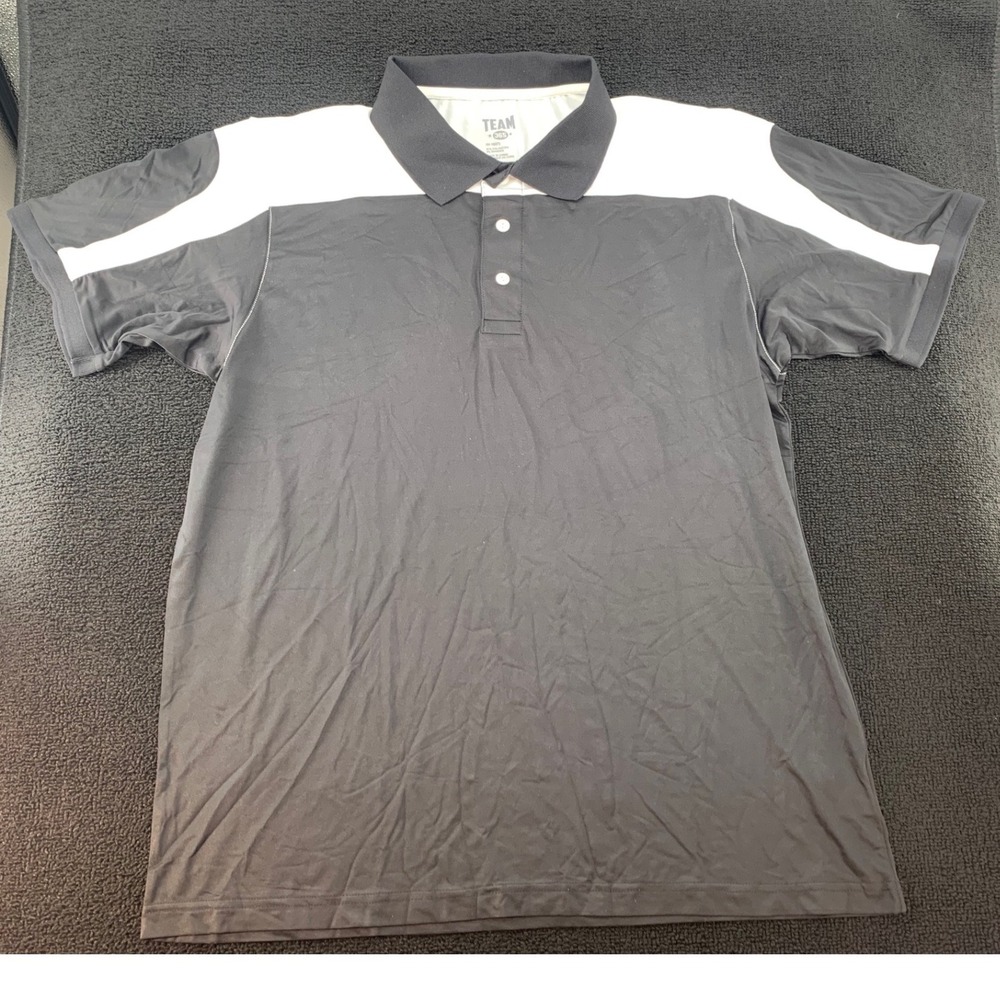 TEAM 365 Men's Black White Short Sleeve Polo Shirt Golf Athletic‎ L